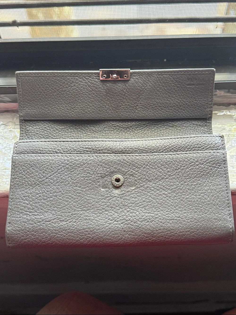 Furla Pebbled Leather Wallet in Gray